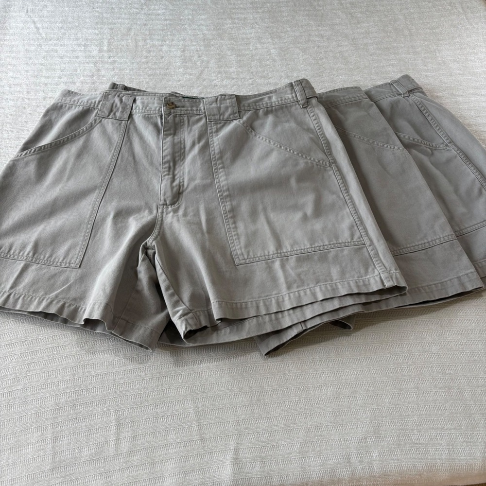 Lot 3 Cabelas Outdoors Safari Cargo Shorts Mens 40 Khaki Cotton Canvas Utility
